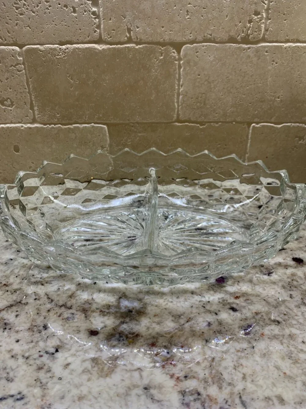 Vintage Fostoria American 2-part divided oval relish dish
